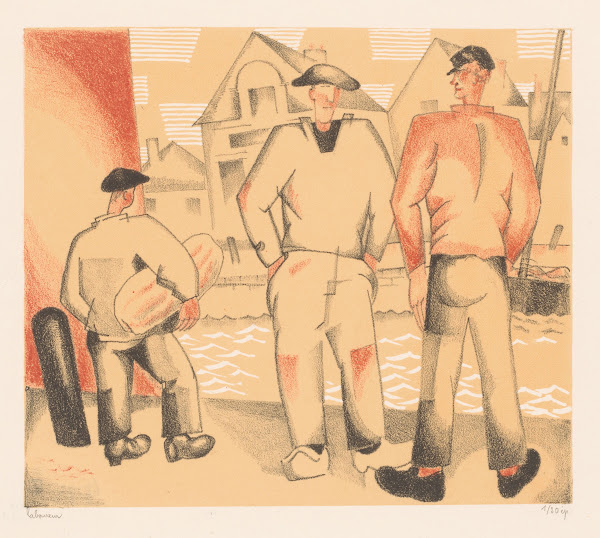 Drie vissers aan de kade 1924