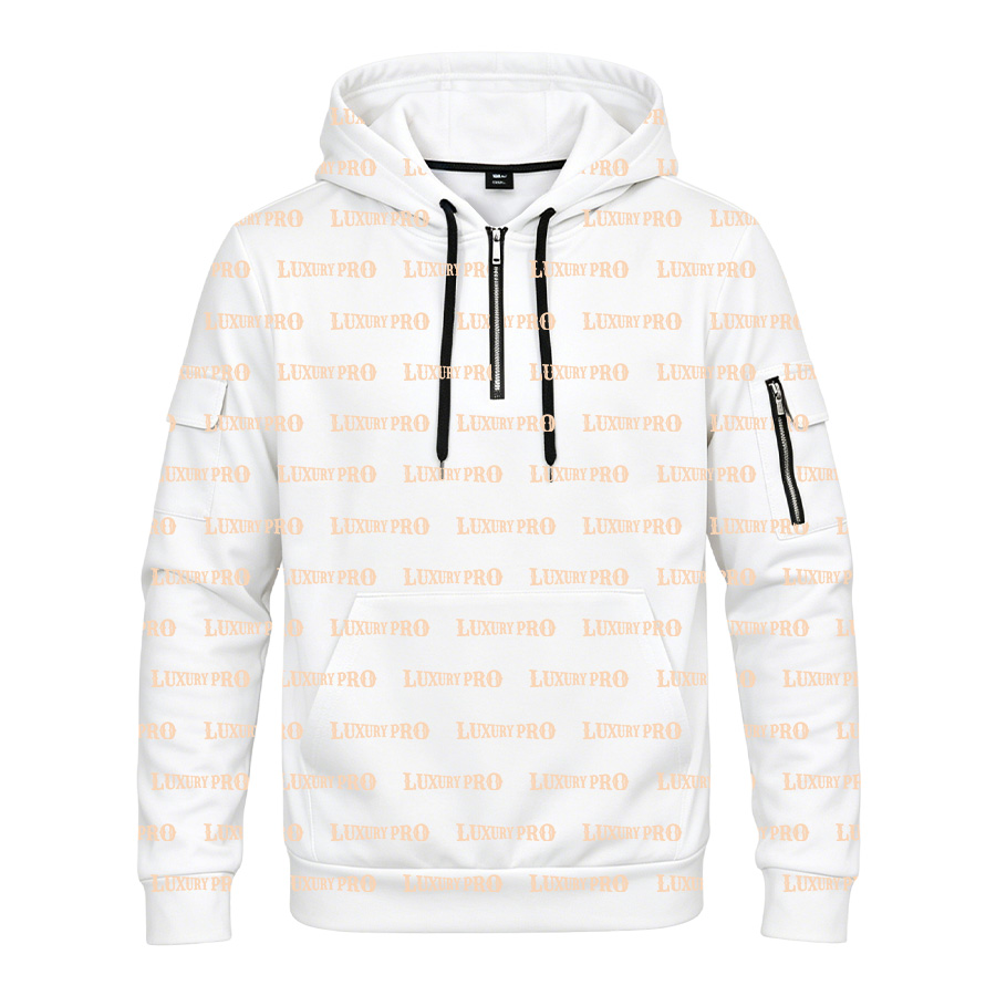 AOP Fleece 3D Half Zip Hoodie 250G Japanese Fabric-WR3DBLLWY-250GRBB\