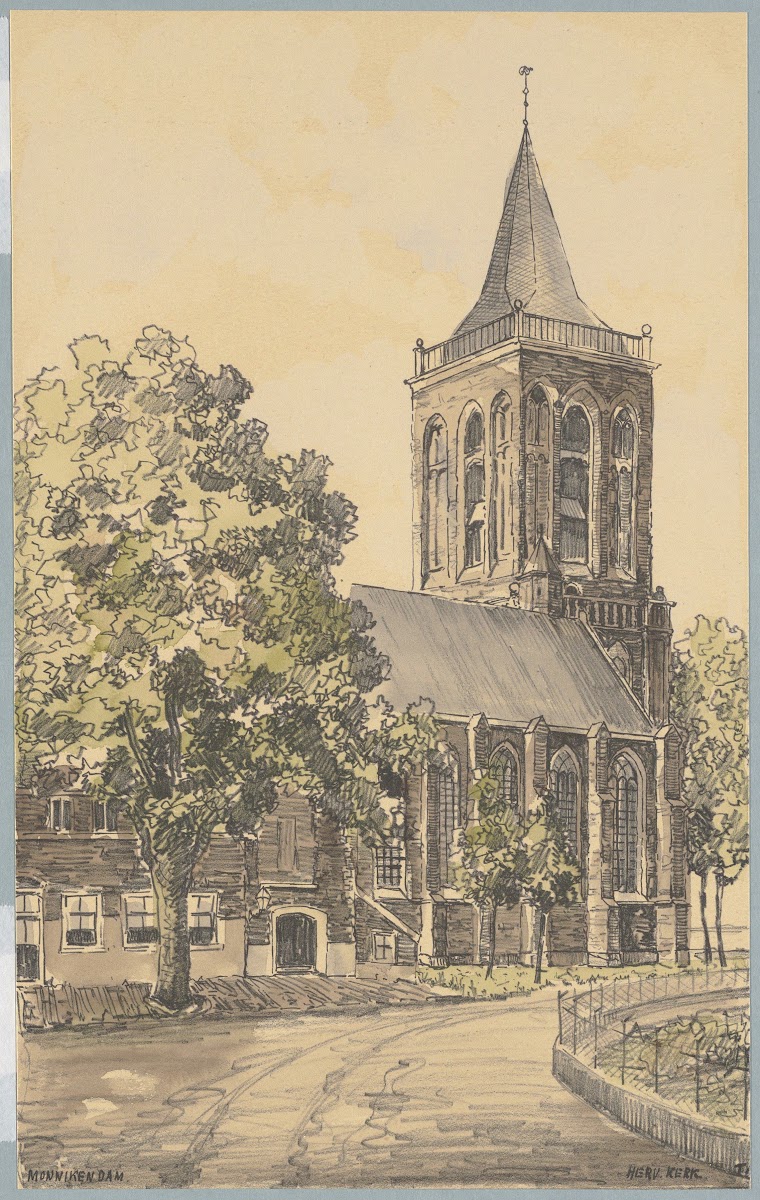 Gezicht op de Hervormde kerk vanaf het Zarken 1935