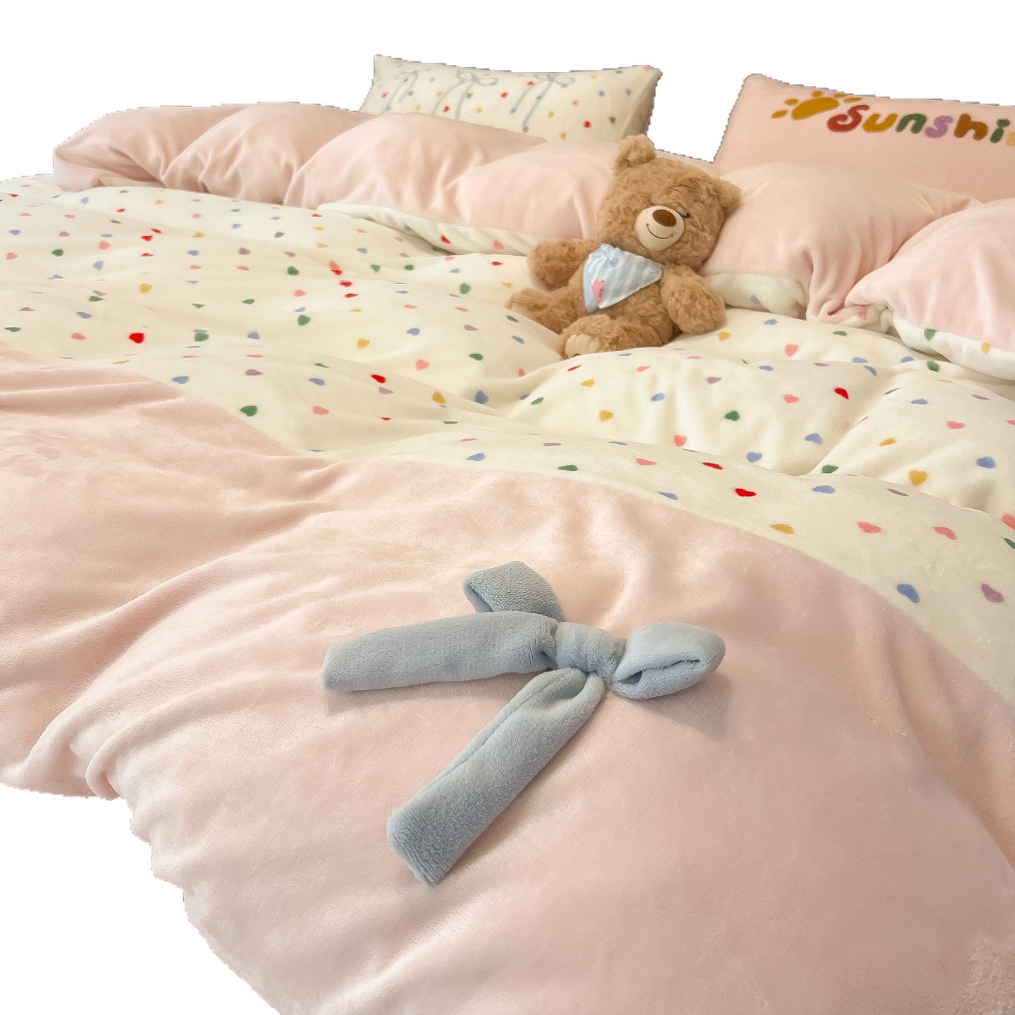 Milchfaser-Fleece Bettwäsche-Set mit Schleifen-Design
