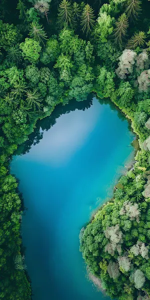Aerial View Of Forest Lake iPhone Wallpaper Background