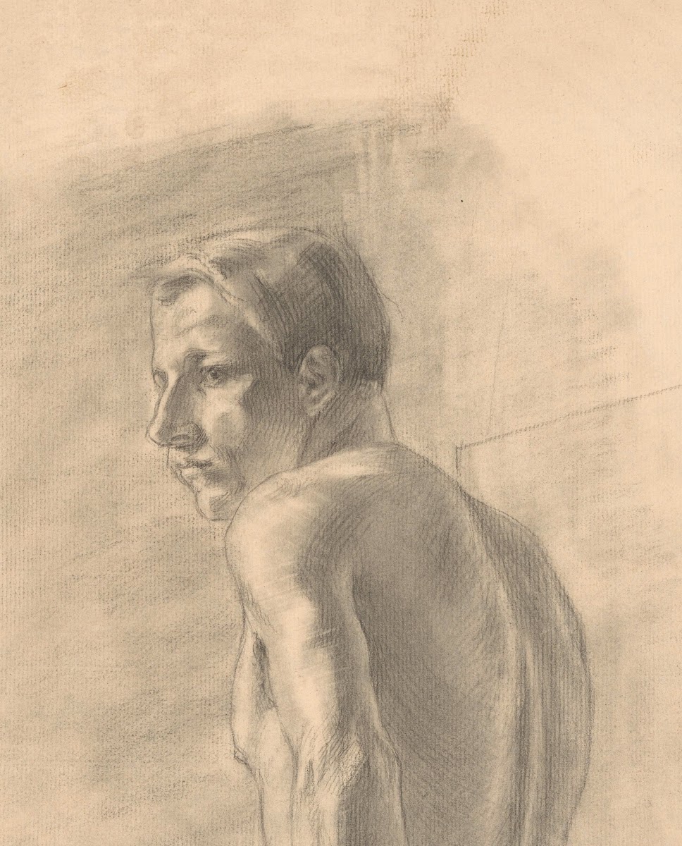 Male nude half length facing left