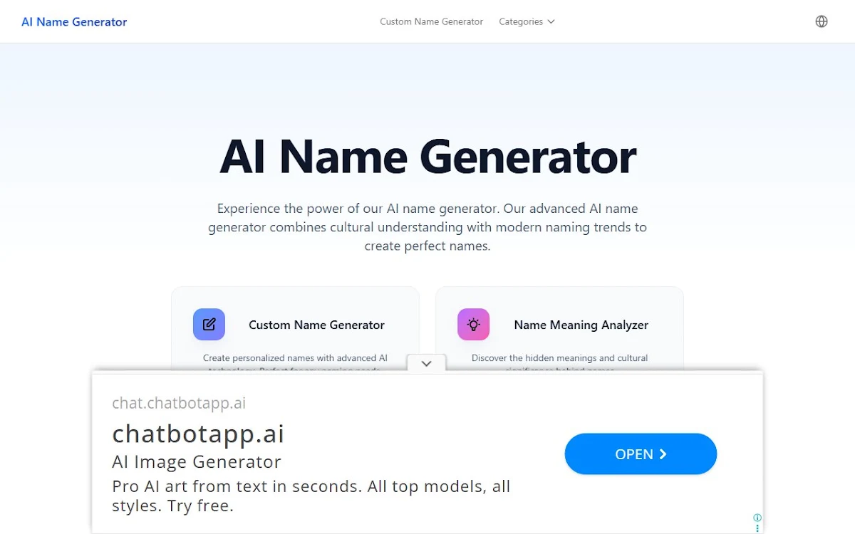 Captura de AI Names Generator
