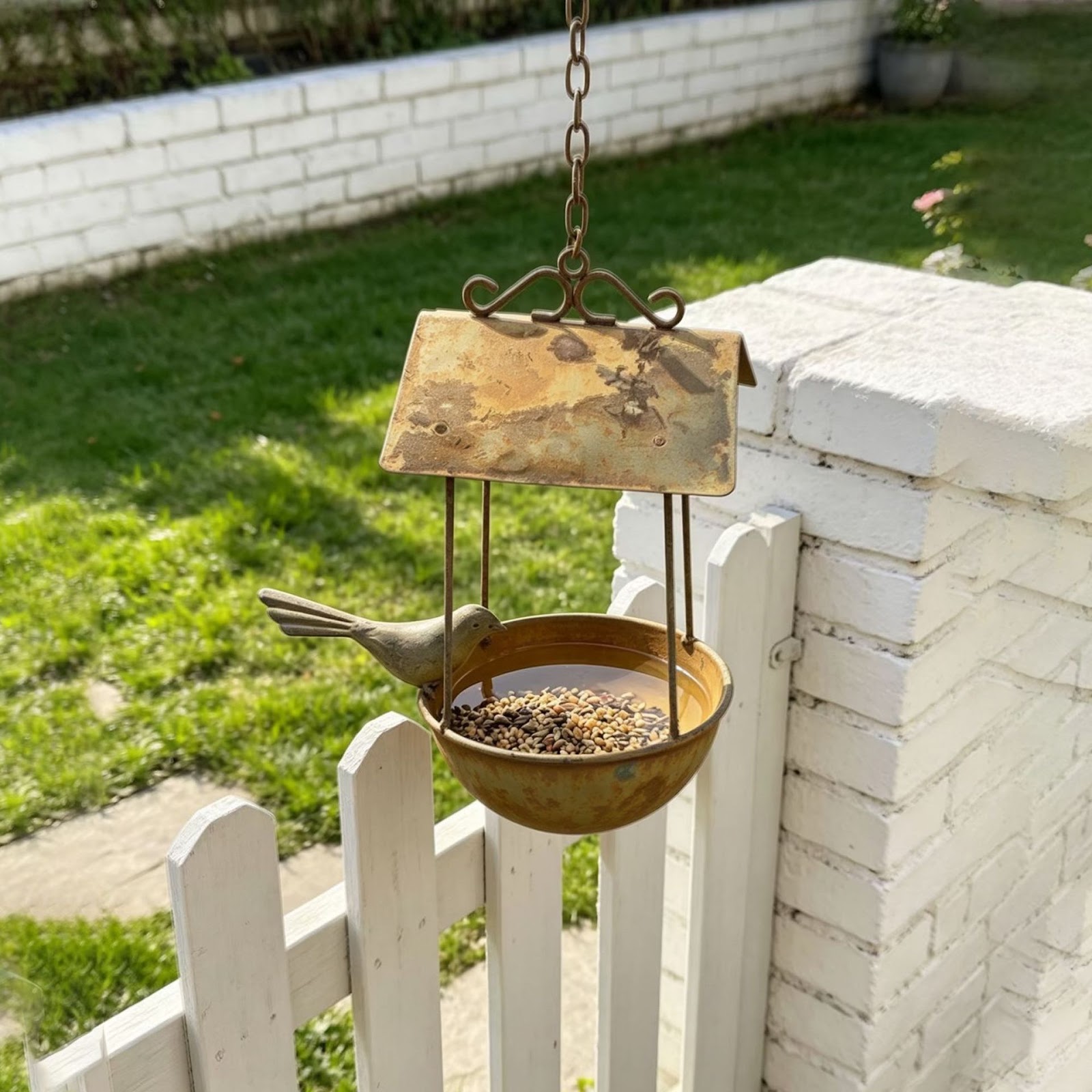 Iron birdhouse, hanging, rust look