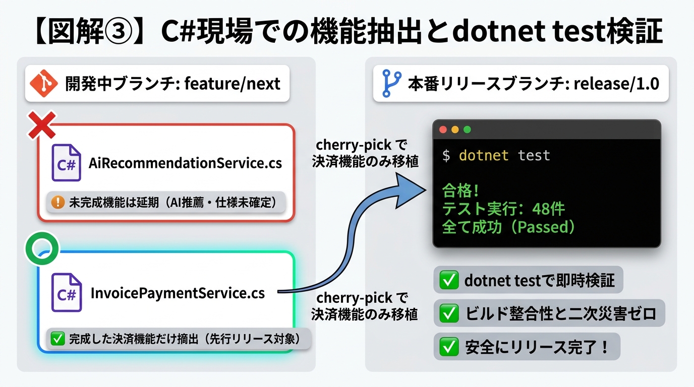 C#現場での機能抽出とdotnet test検証