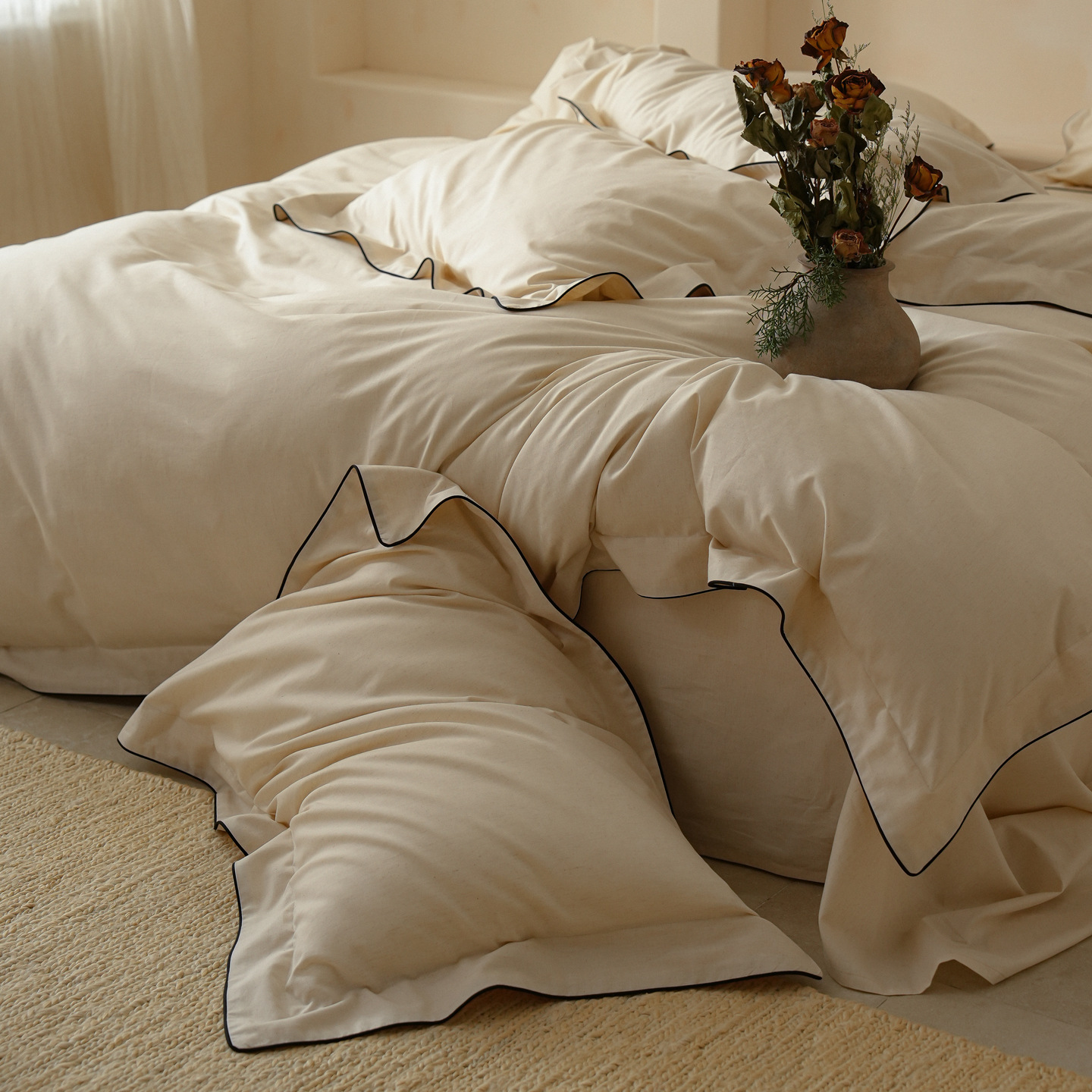 Cotton Bedding Set, 4-Piece, Solid Color