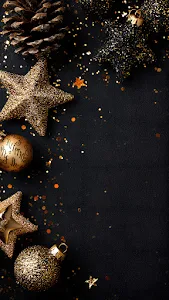 Elegant Black Gold Christmas Ornaments Glitter Stars