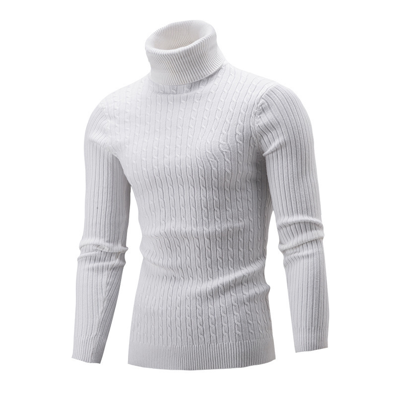 Herren-Strickpullover mit Rollkragen und Zopfmuster