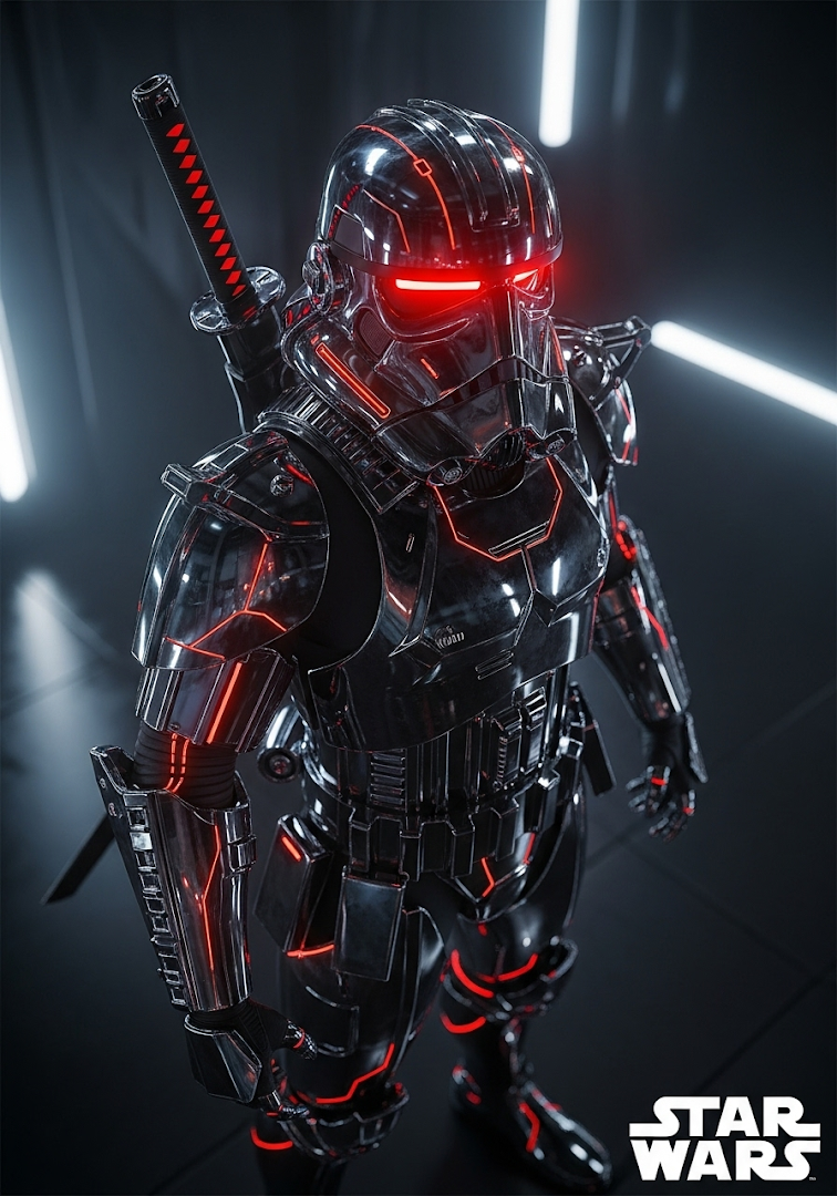 Cyberpunk Stormtrooper Red Neon Star Wars Art