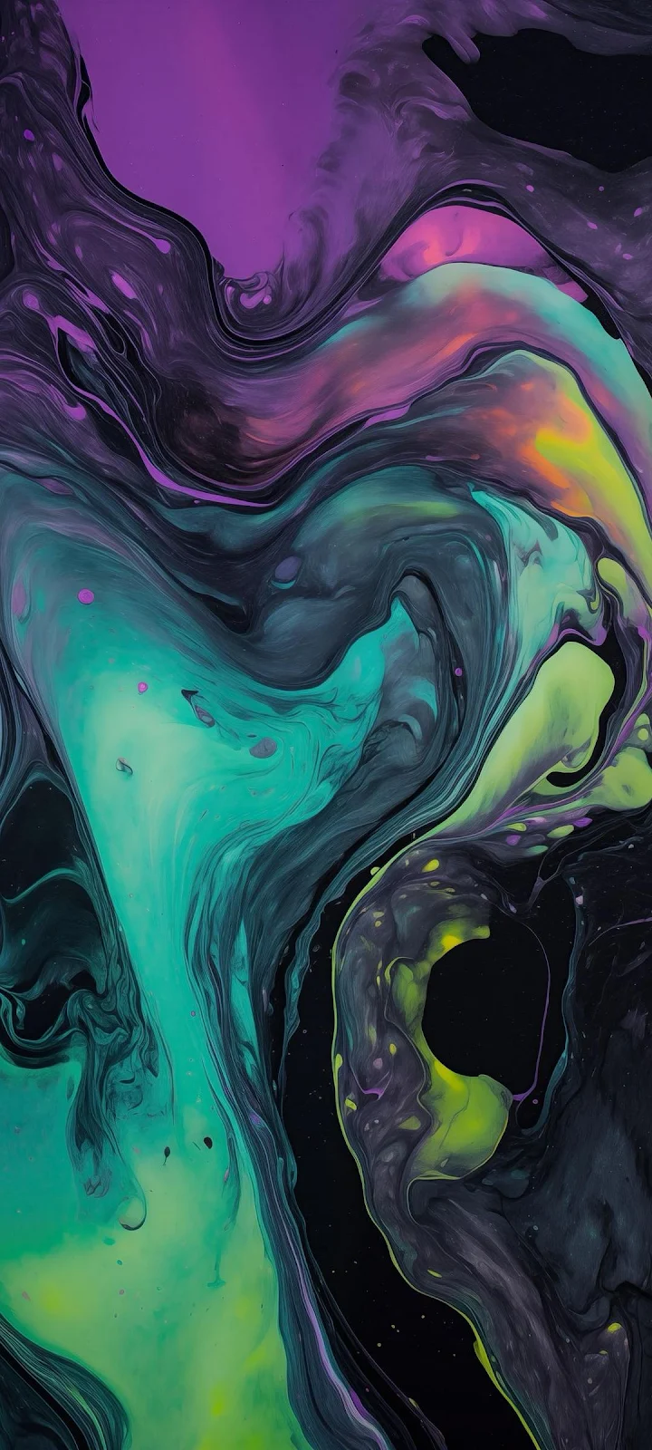 Abstract Fluid Paint Swirls - Abstract Digital Art Full HD iPhone Wallpaper (1080x2400)