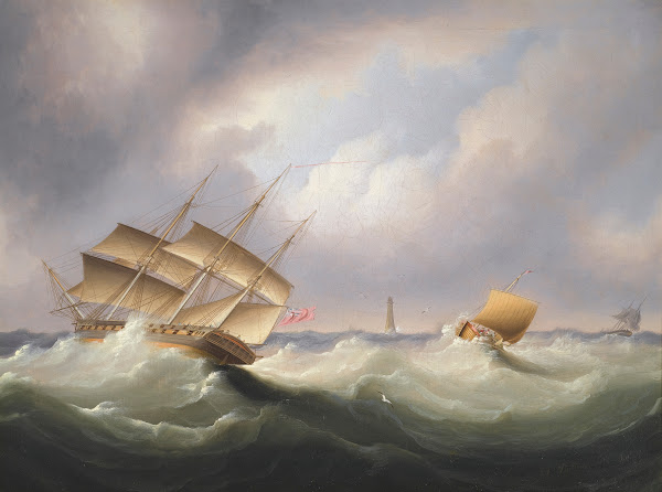 Frigate Off A Lighthouse 1875