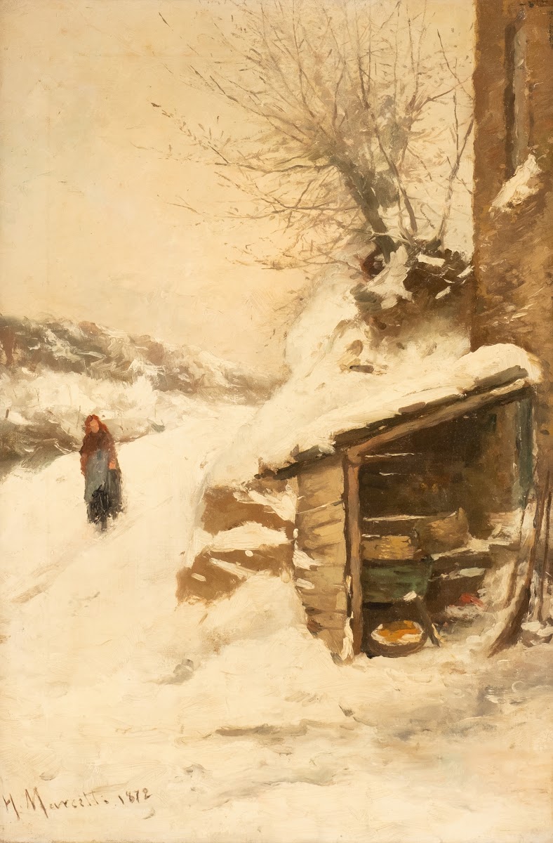 Peasant woman in snowy landscape 1872