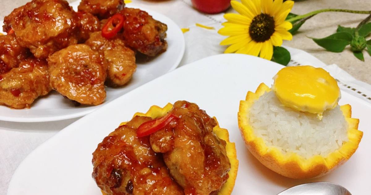 Gà sốt cam & Cơm trái cam