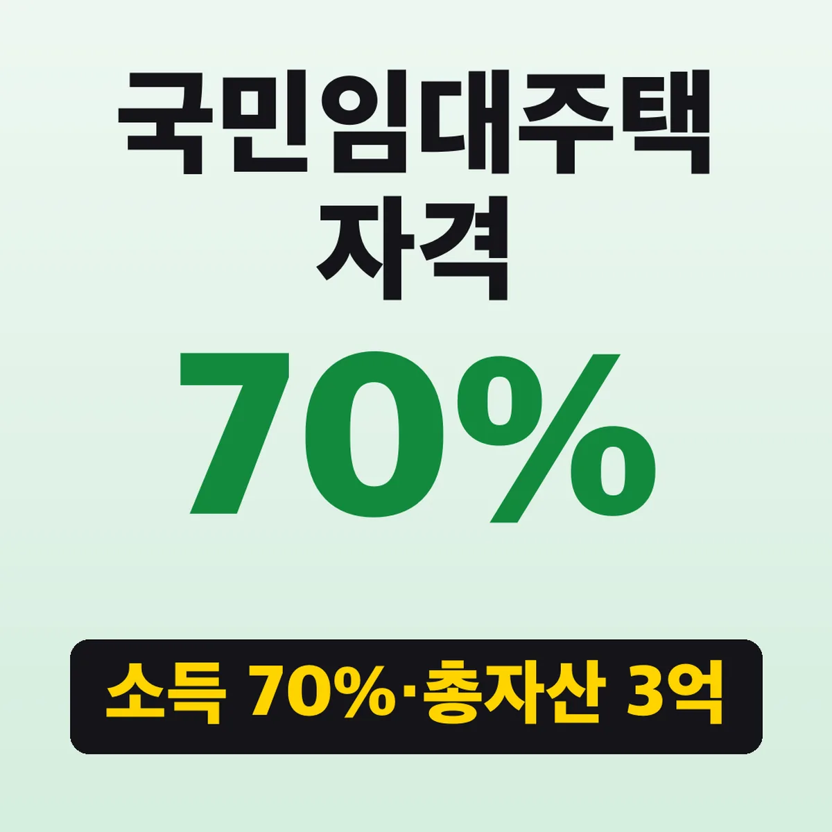 국민임대주택 자격, 소득 70%·총자산 3억 4,500만원