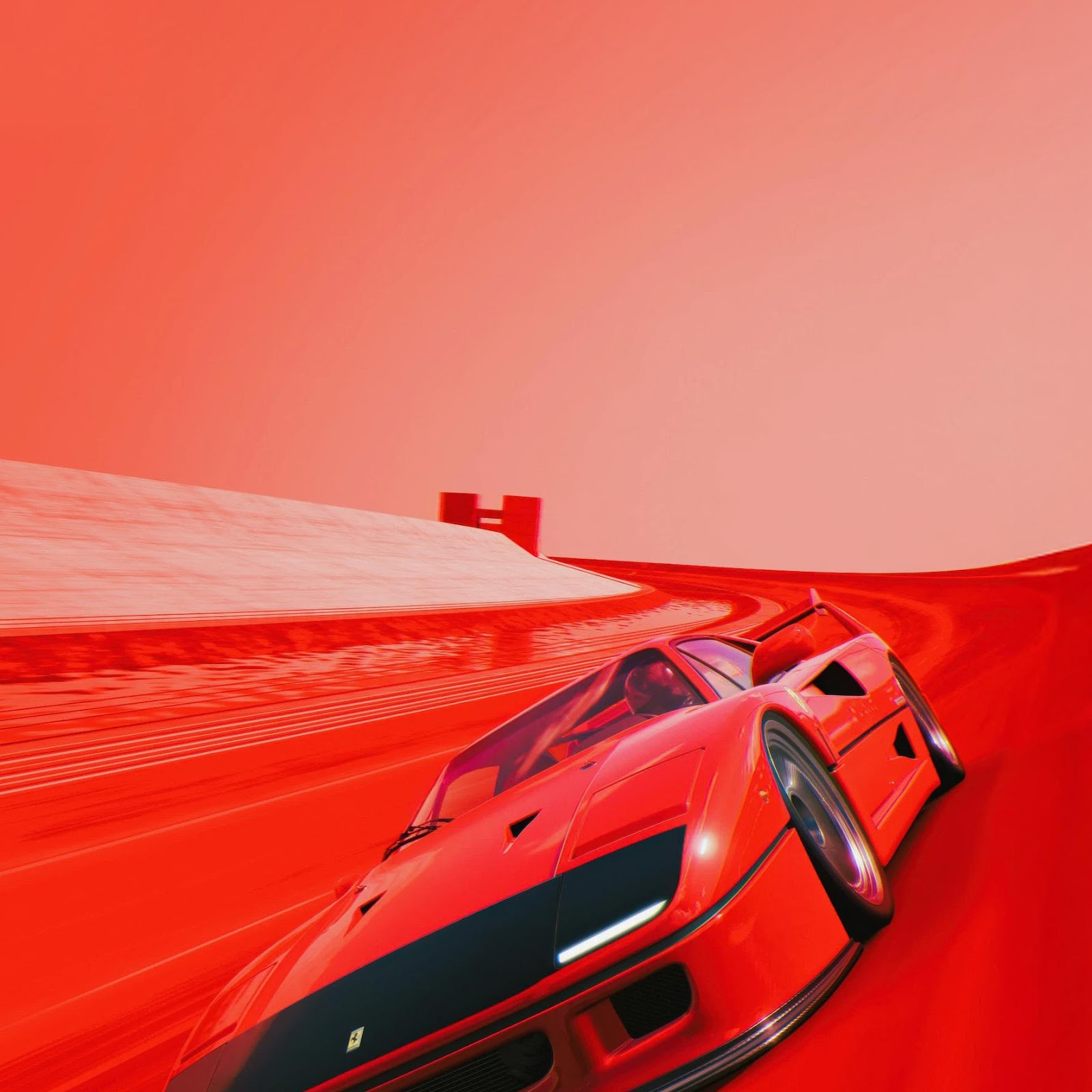 Download Ferrari F40 Speeding On Red Track 2K iPhone