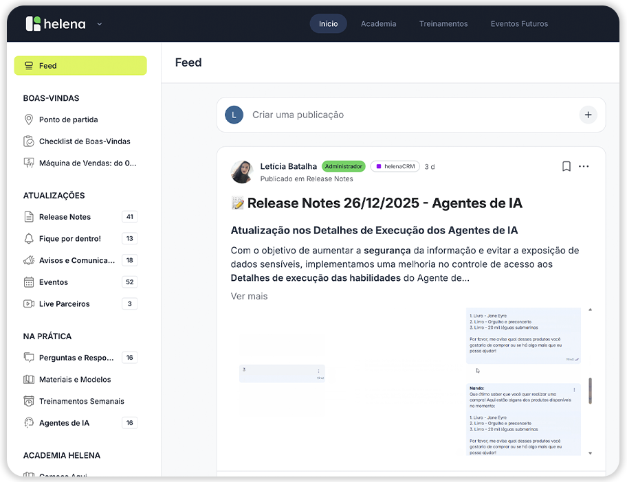Comunidade de Parceiros: feed, eventos, materiais e troca entre parceiros