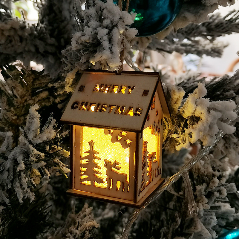 Decorative illuminated miniature wooden house