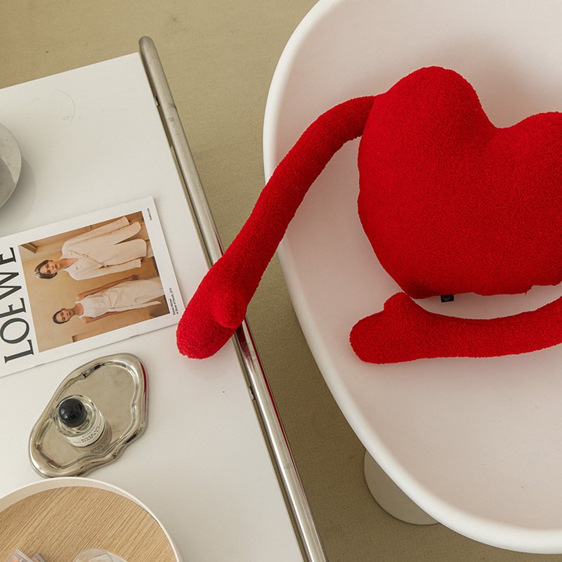 Heart-shaped plush cushion, soft, 41x38 cm