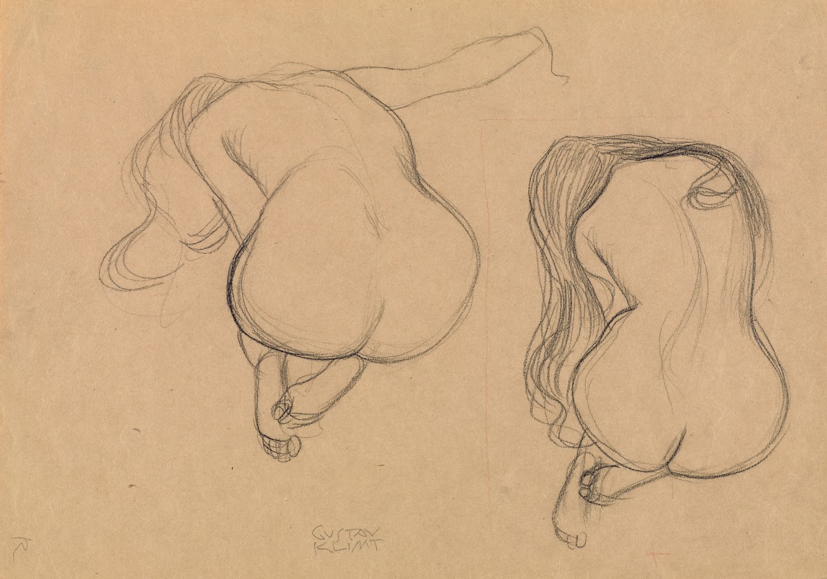 Two Studies of a Seated Nude with Long Hair 1901   1902