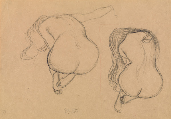Two Studies of a Seated Nude with Long Hair 1901   1902
