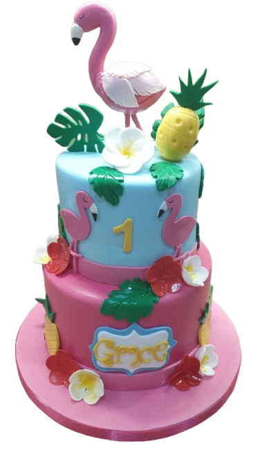 Flamingo Themed Birthday Cake CB-NC406