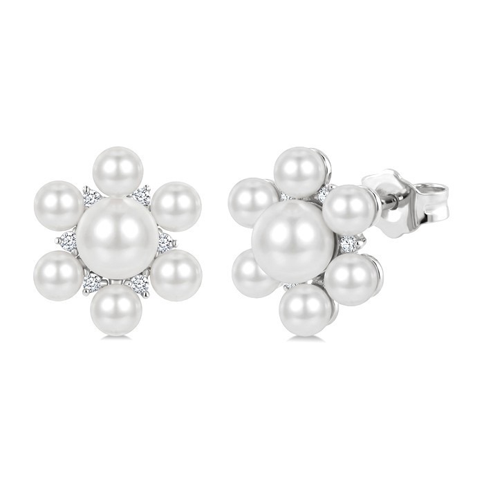 Floral Pearl & Diamond Fashion Earrings 561C8DHTGERWPWG