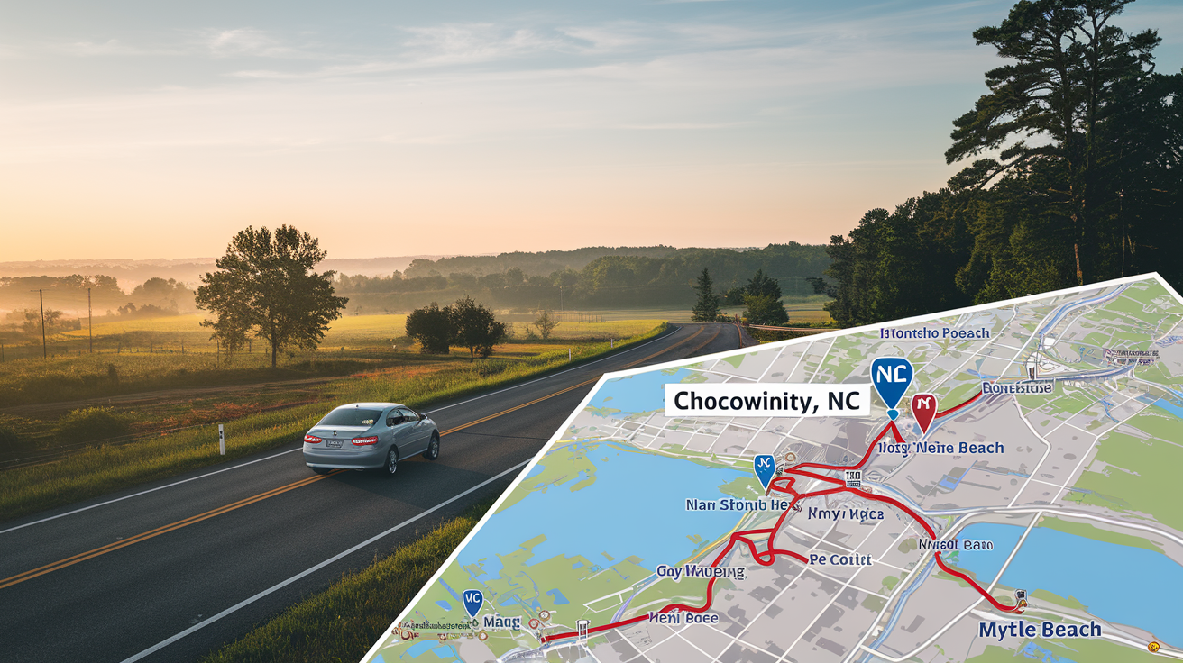 Distance and Travel Guide: Chocowinity, NC to Myrtle Beach, SC