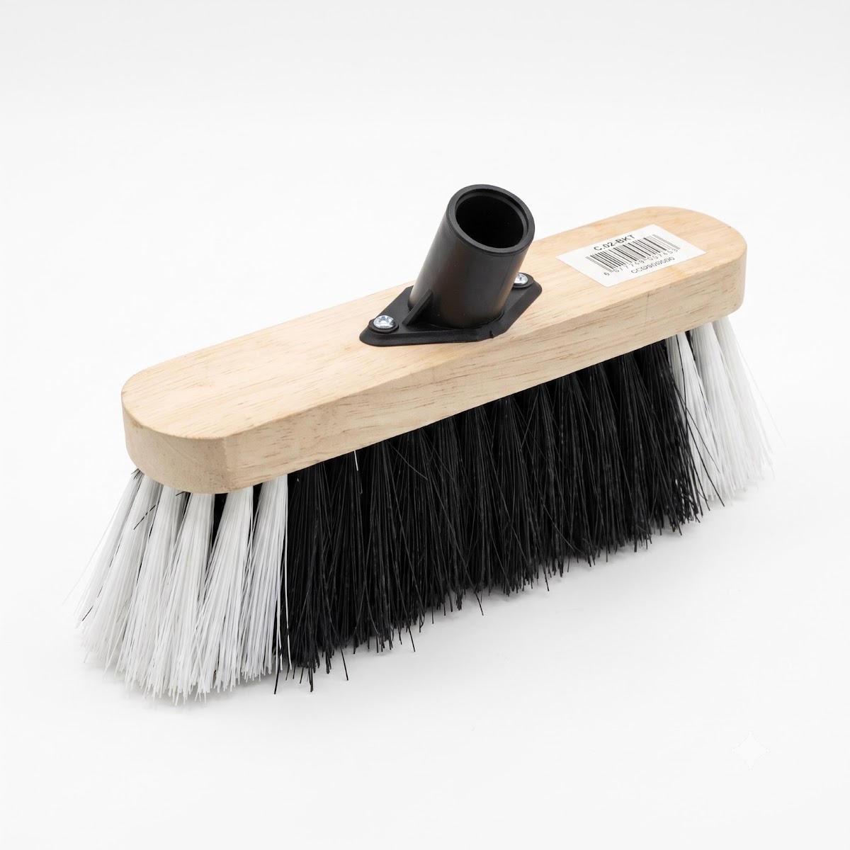 10'' (57MM) BLACK COCO / WHITE PP ENDS BROOM + 2 SCREWS PUSH FIT BRACKET