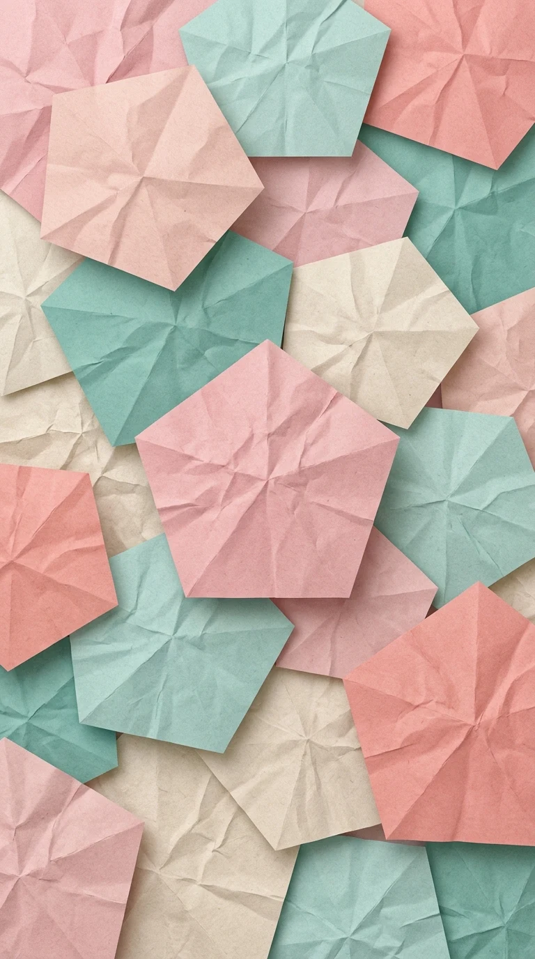 Minimalistic Abstract Overlapping Pentagons with Crumpled Paper Texture - Free 4K mobile Wallpaper