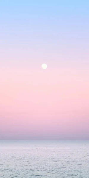 Ocean, Sunset, Sailboat, Gradient, Moon 4K Wallpaper Background