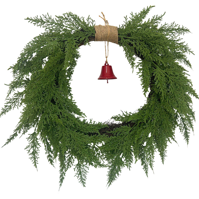Christmas wreath with pine needles and bells