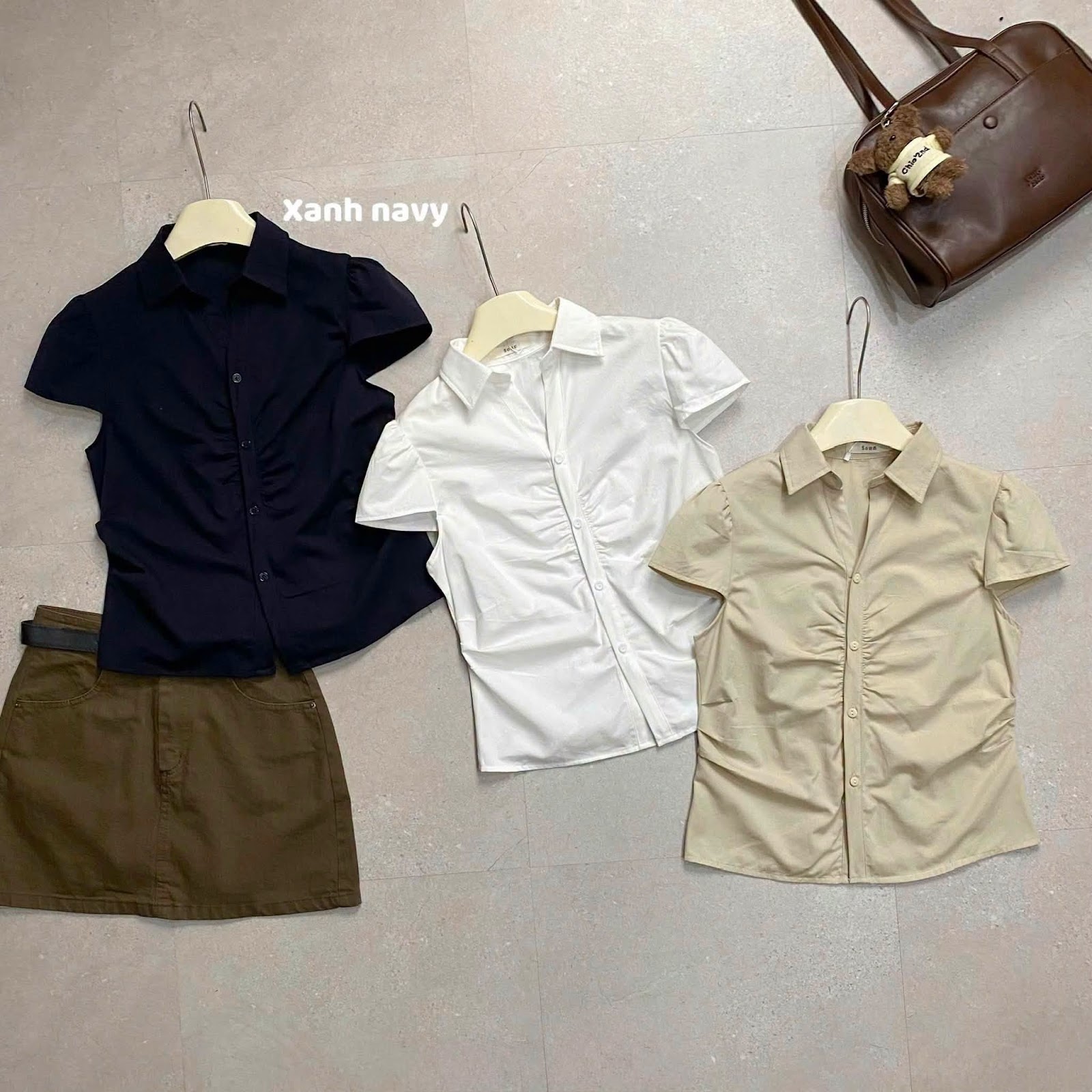 Áo sơ mi ngăn tay nút nhíu ngực XONXEN SHOP A805 – Image 2