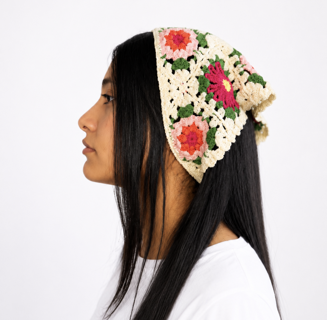 Pañoleta Tejida A Crochet Floral Granny Square