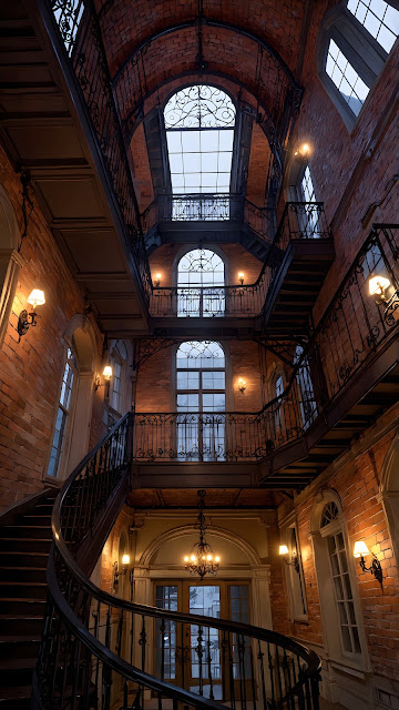 Vintage Industrial Stairwell, Ornate Brick Building Interior - Free mobile Wallpaper