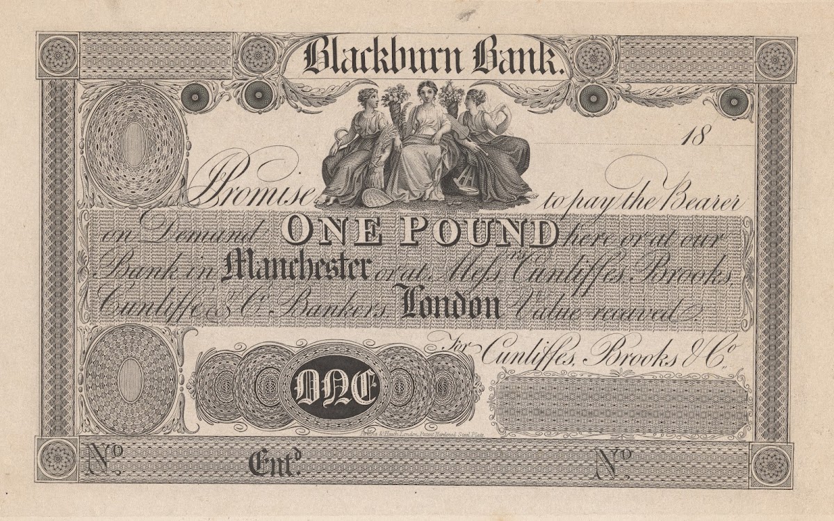 Blackburn Bank one pound note 1820 1829