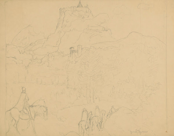 Knights Of The Holy Grail On Their Way To A Castle On A High Hill 1880   1920