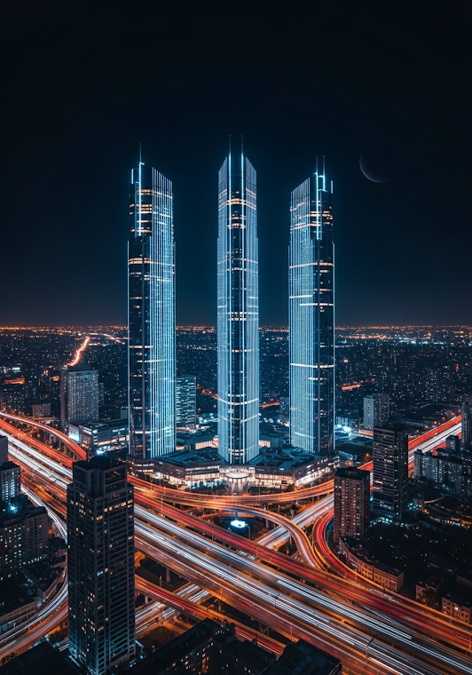 Futuristic City Skyscraper Night