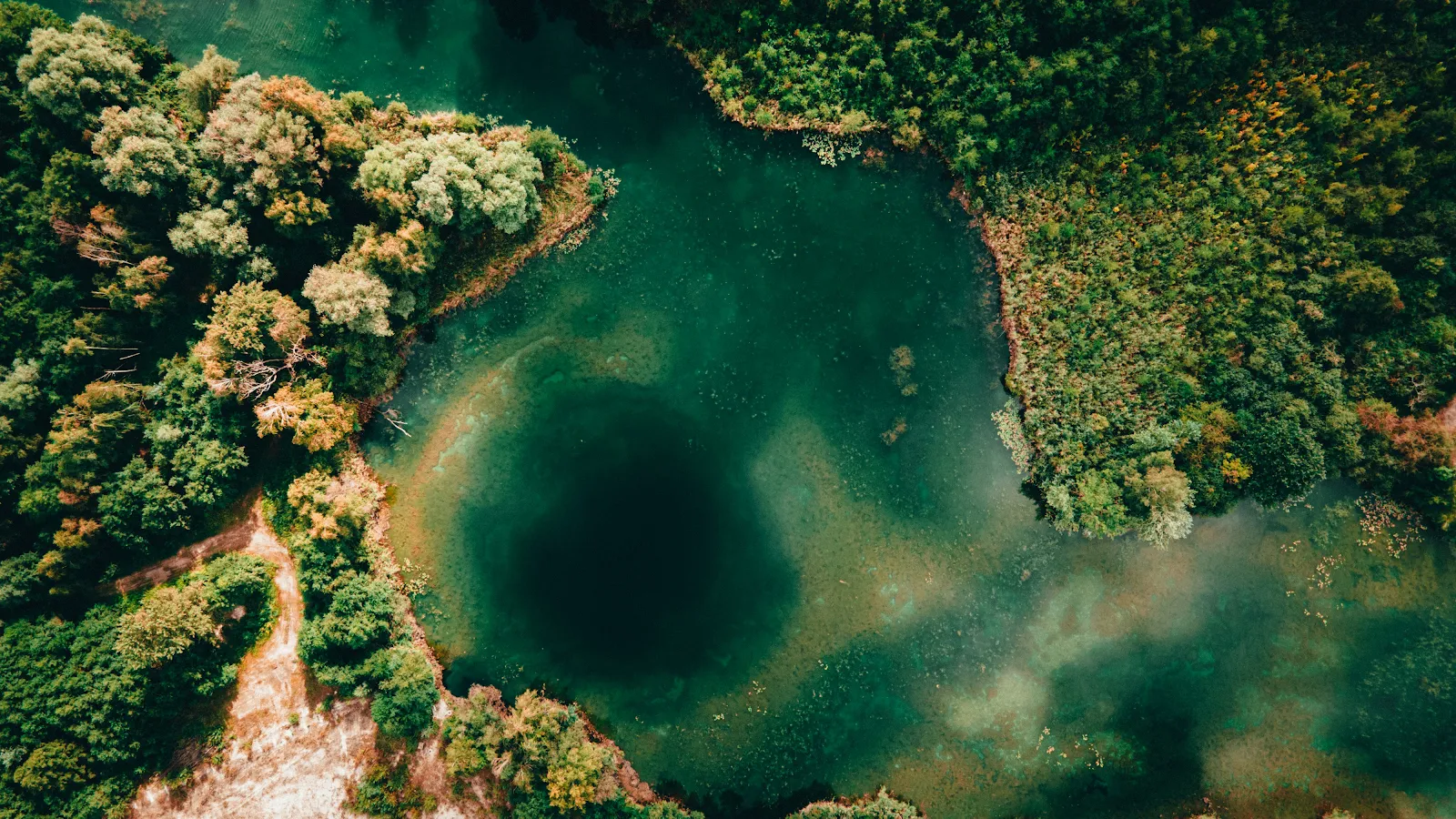 Nature, Aerial View, Drone Photography, Green Water. 4K Wallpaper Background (4000x2250)