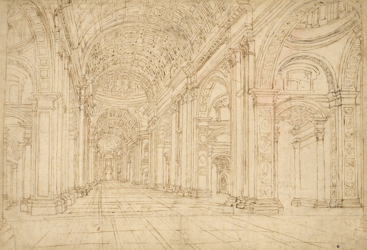 Interior of Saint Peters Basilica 17th century