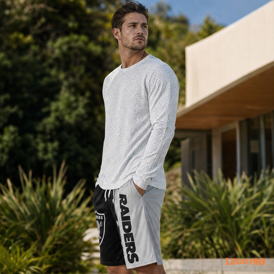 AOP Universal Long Sleeve T-Shirt With Universal Bird's Eye Fabric Boardshorts