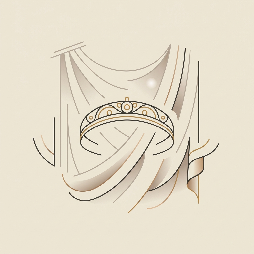 Close up vector detail of an Attic red figure vase showing a stephane diadem and stylized gesture motifs minimalist composition ancient greek wedding rings