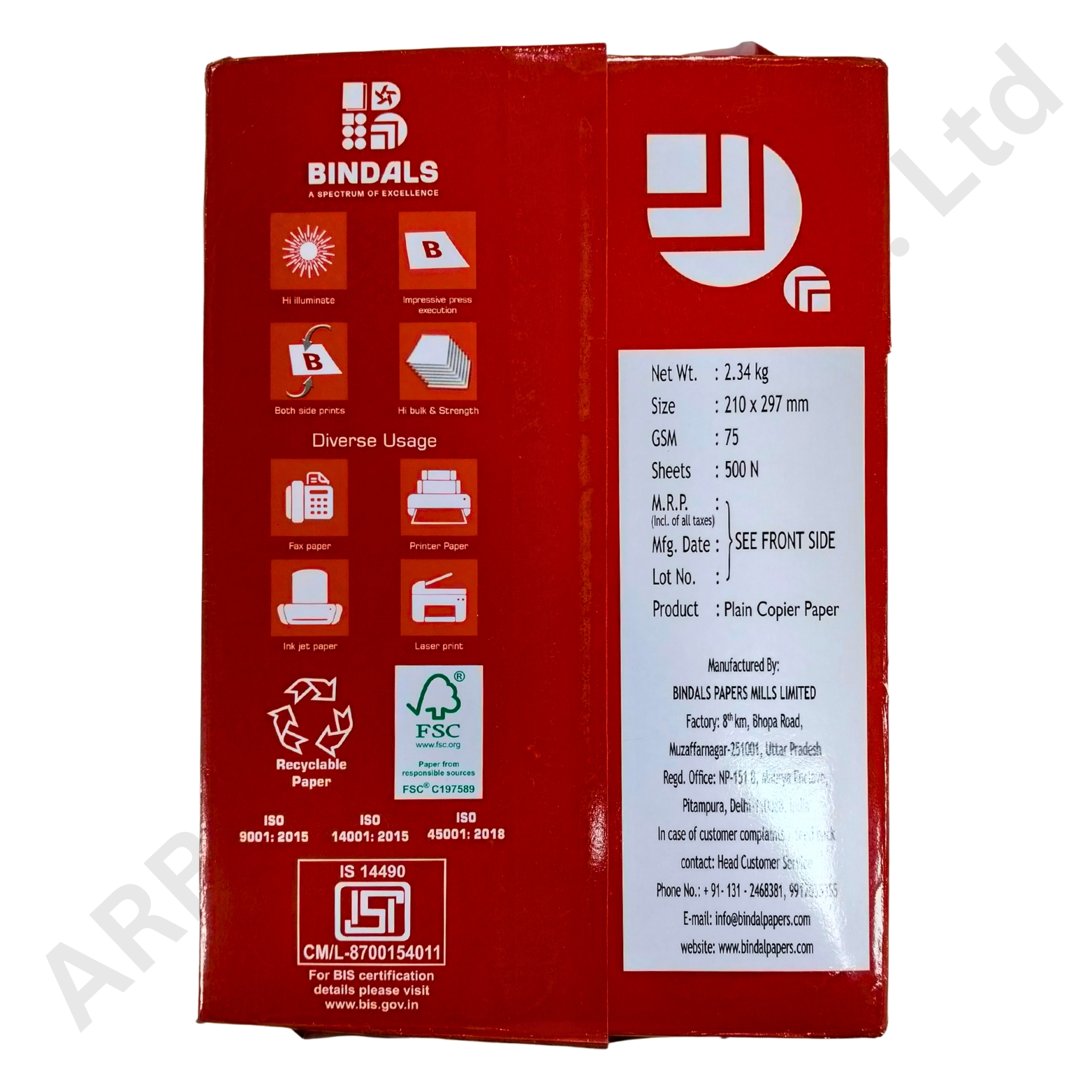 A4 COPIER PAPAER BINDAL 75 GSM (10f73)