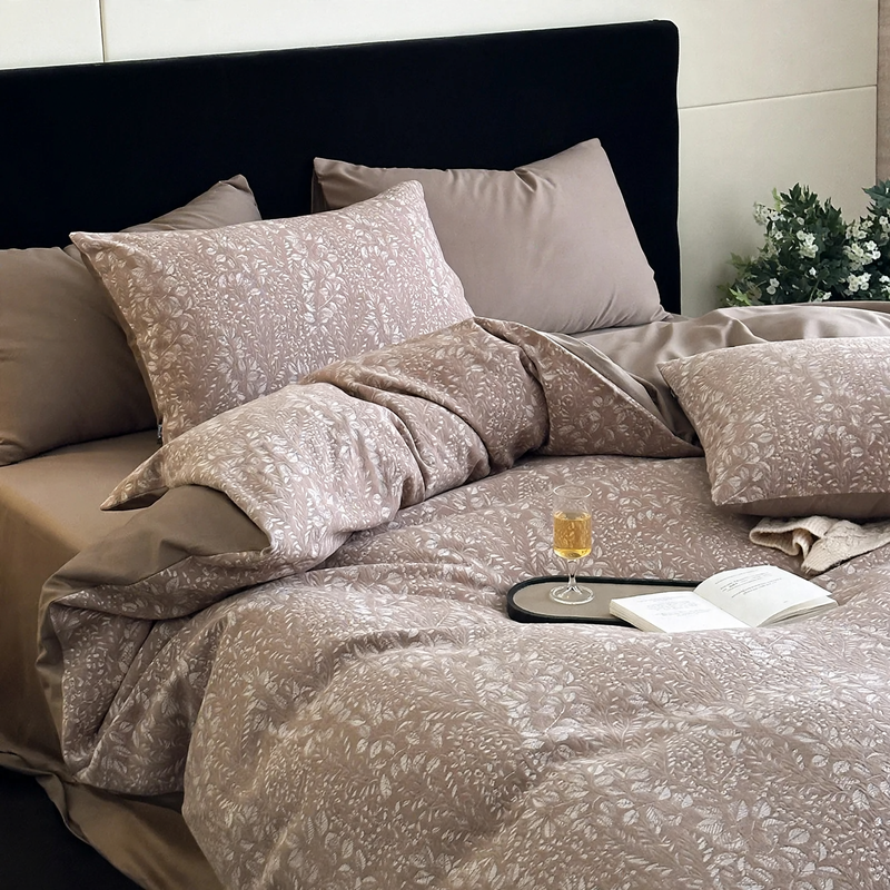 Cotton bedding set, 4 pieces, geometric pattern