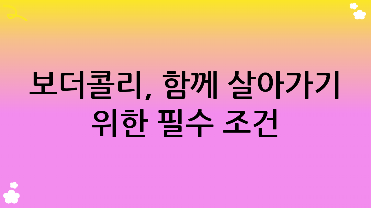 보더콜리, 함께 살아가기 위한 필수 조건
