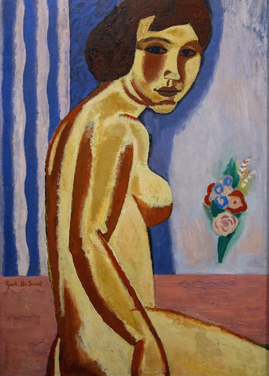 Naked woman with flower bouquet 1931