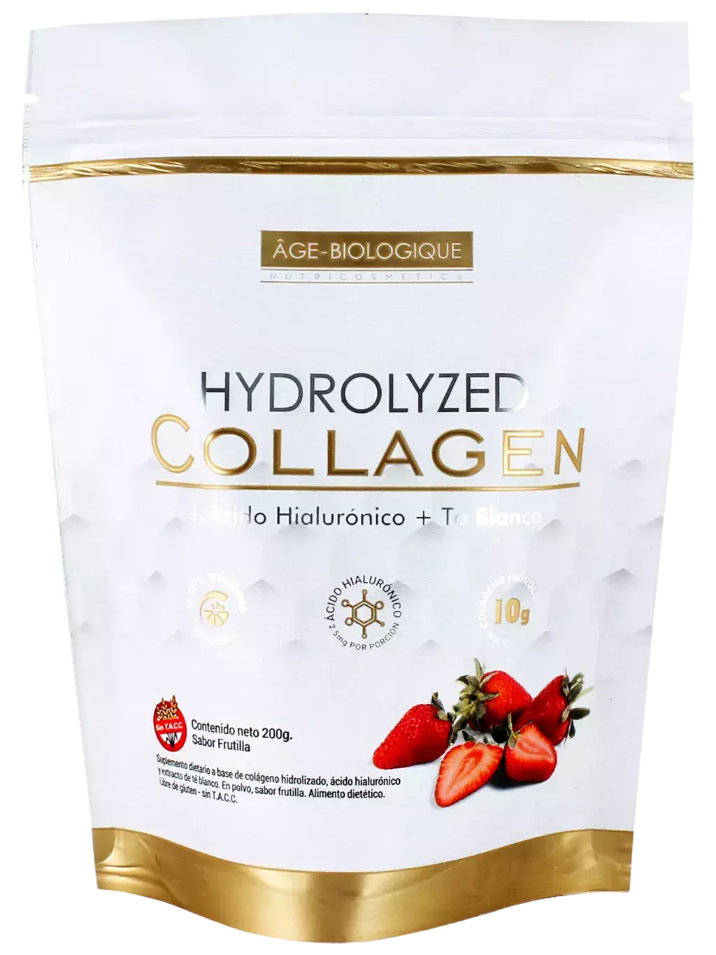 Colageno Hidrolizado Doy pack + Acido Hialurónico + Te Blanco + Vitamina C 200 Grs
