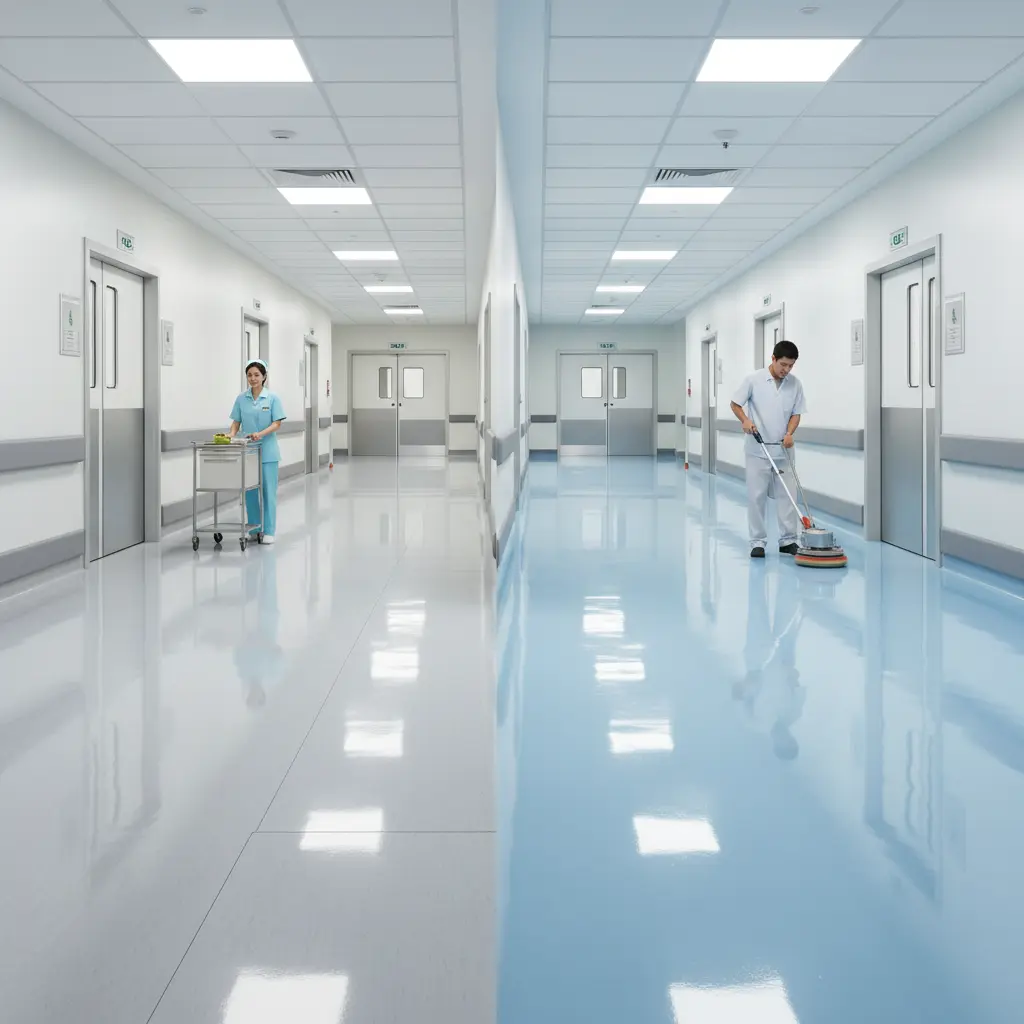 Perbandingan lantai vinyl vs epoxy untuk koridor rumah sakit