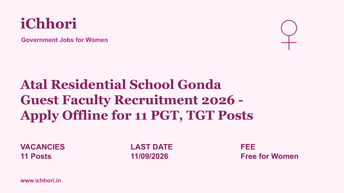 Atal Residential School Gonda Guest Faculty Recruitment 2026 - Apply Offline for 11 PGT, TGT Posts - iChhori