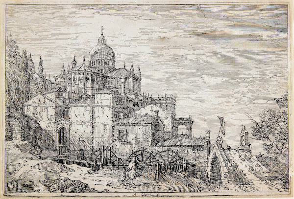 Landscape with a Church Houses and a Mill 18th century