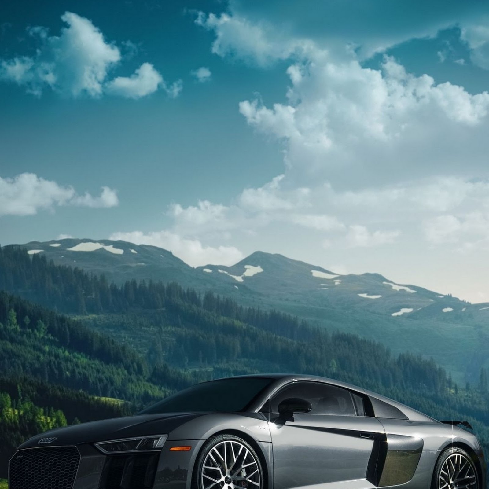 Download Grey Audi R8 in Mountains iPhone